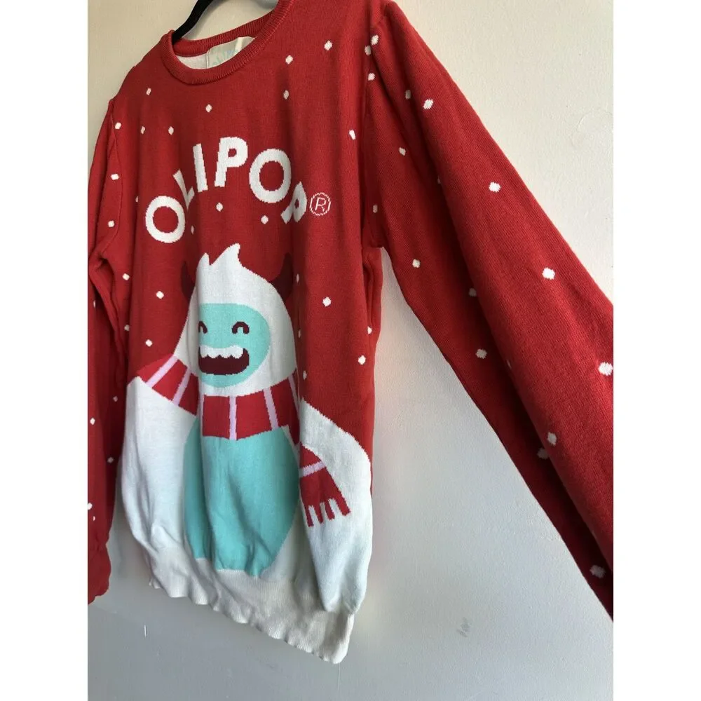 OLIPOP Christmas Yeti Ugly Holiday Sweater Red White XL